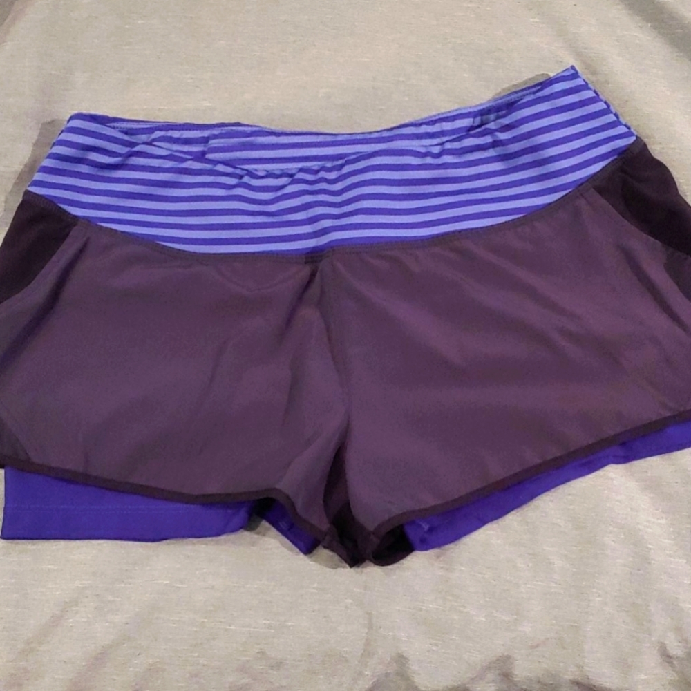 MPG Athletic Shorts, Medium, Gray and Purple